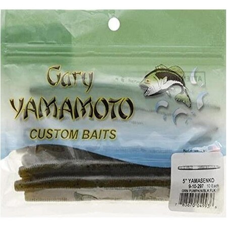 Yamamoto 910297 Senko Worm, 5 Green Pumpkin With Large Black, 10PK YAM-9-10-297
